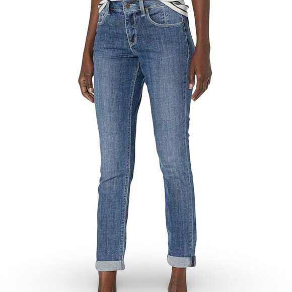 Laurie Felt Jeans Womens 6P Classic Boyfriend Stretch Blue Dark Wash Denim 29x27 - Picture 1 of 13